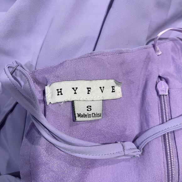 Hyfve Small S Lilac Purple Tie Back Mini Dress Front Slit Cocktail Square Neck - Picture 9 of 9